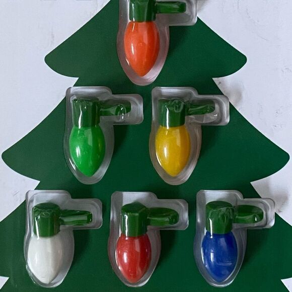Holiday Retro Christmas Lightbulb Novelty Wine Charm Set of 6 Glow in the Dark - Picture 2 of 3